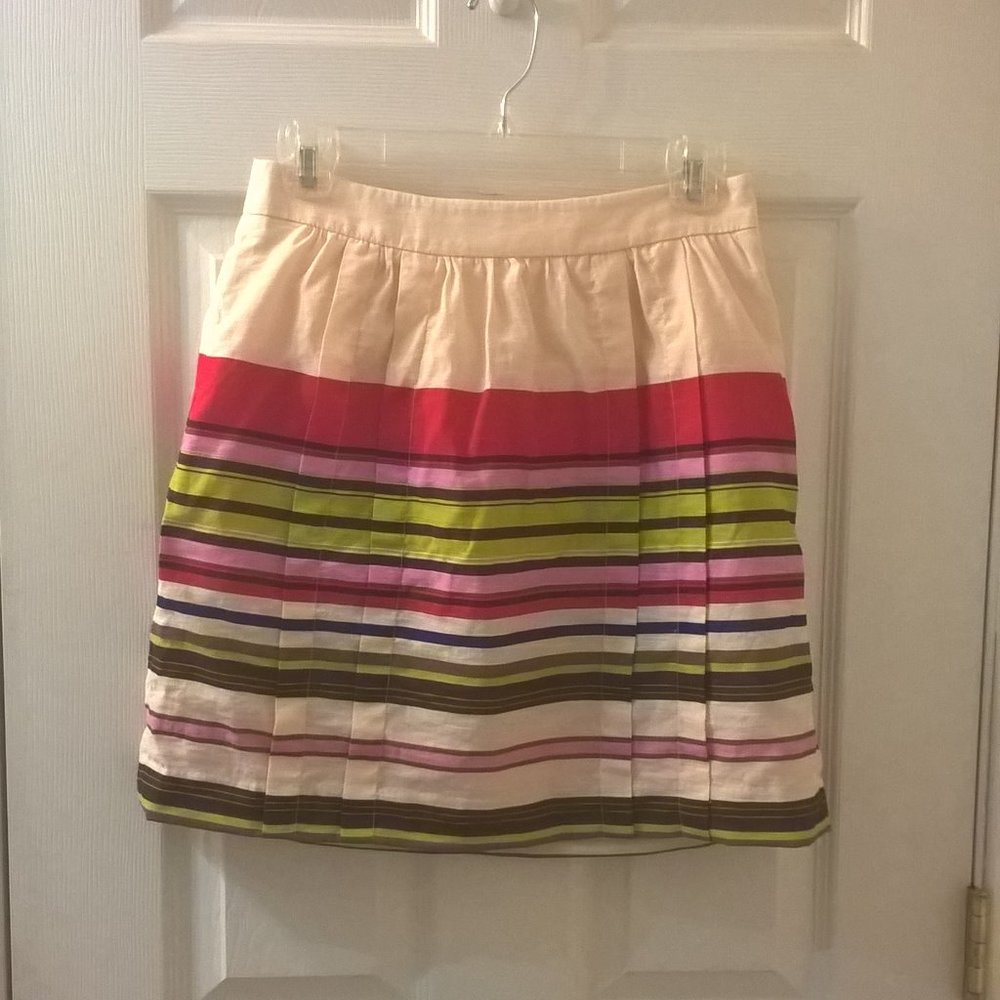 LOFT Striped Pleated A-Line Skirt 2P